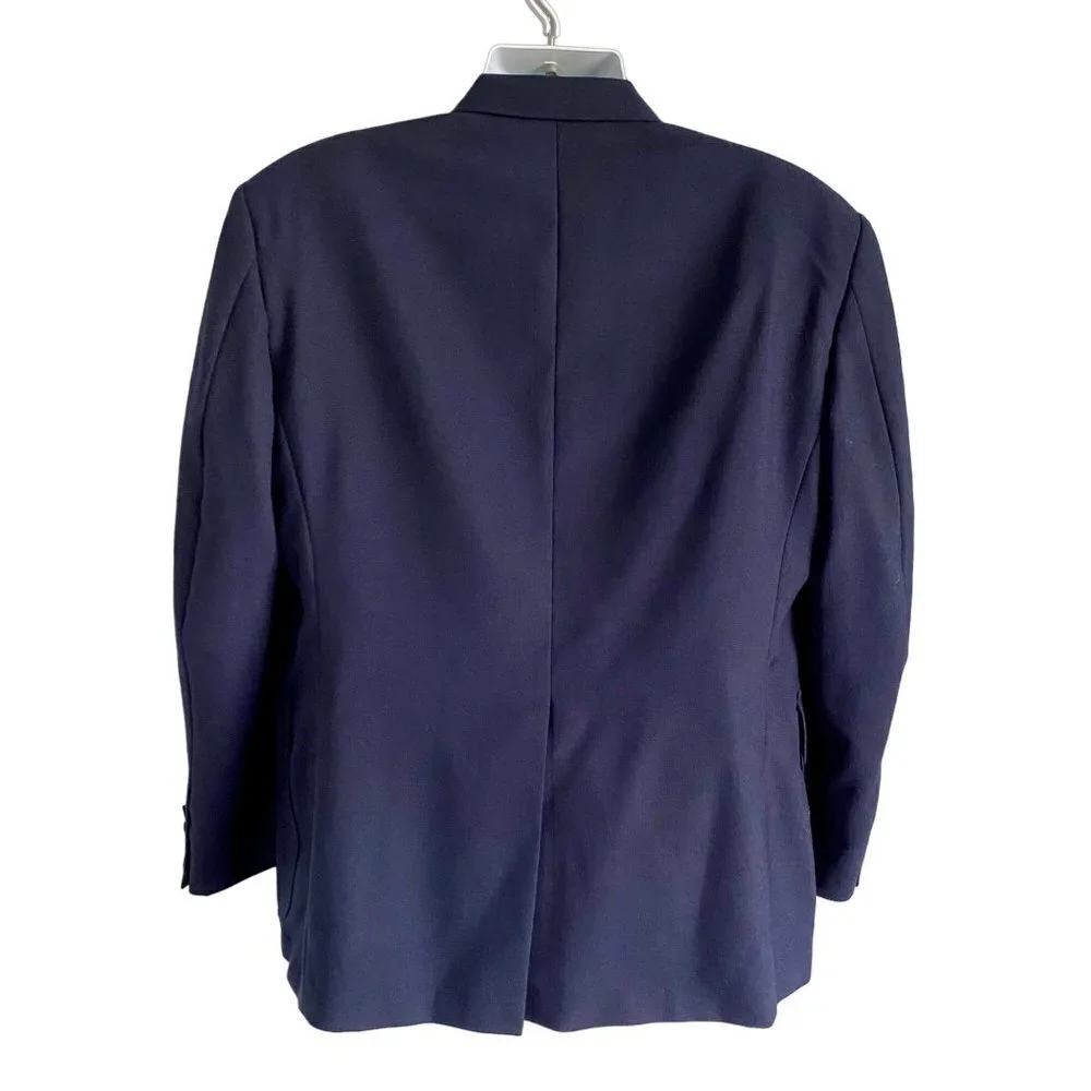 Hart Schaffner and Marx Navy Wool Blend 2 Button Sport Coat Jacket Blazer 42S